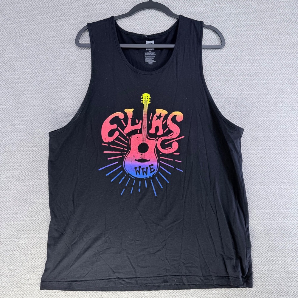 WWE Elias Tank Top XL Black Cotton Wrestling Graphic Sleeveless Shirt